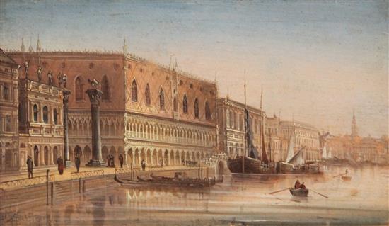 August Von Siegen (1820-1883) St Marks Square and The Doges Palace, Venice, 7.5 x 12.5in.